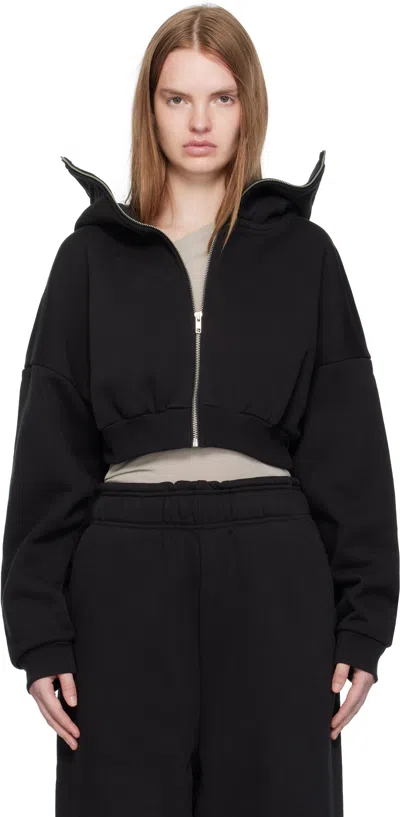 Entire Studios Black Cropped Full Zip Hoodie