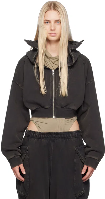 Entire Studios Black Cropped Full Zip Hoodie