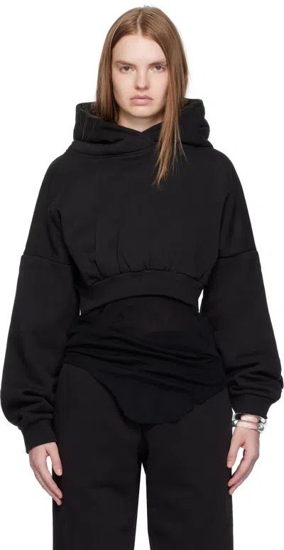 Entire Studios Black Cropped Heavy Hoodie