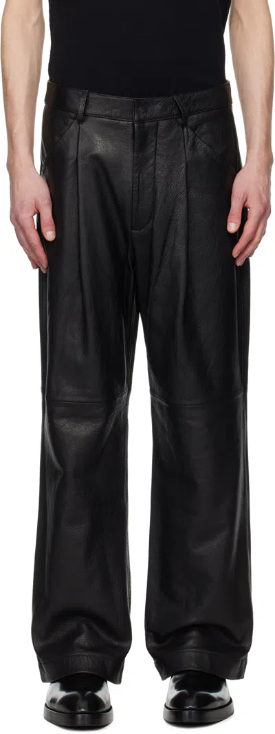Entire Studios Black Dc Leather Trousers In Blackleather