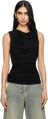 Entire Studios Black Drape Tank Top In Black