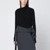 Entire Studios Draped Long Sleeve Asymmetric Top In Black