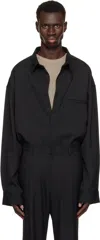 Entire Studios Black Poplin Giant Oversize Shirt In Black