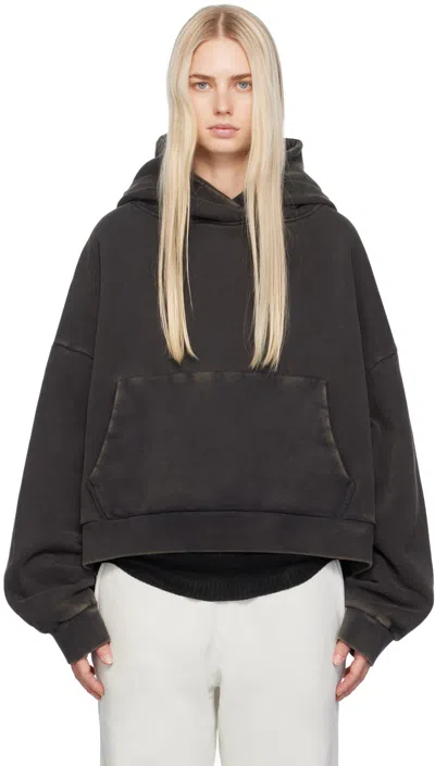 Entire Studios Black Heavy Hoodie In Washed Black