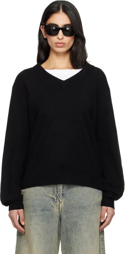 Entire Studios Black Knit V Neck Sweater