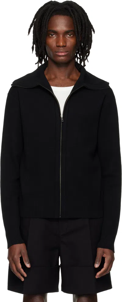 Entire Studios Black Knit Zip Up Sweater