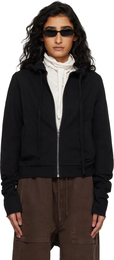 Entire Studios Black Lightweight Cropped Zip Up Hoodie