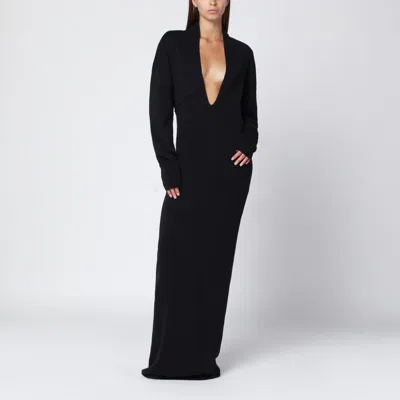 Entire Studios Black Long Dress With Wide Neckline