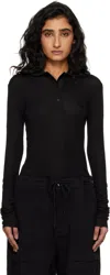 Entire Studios Black Ls Polo In Black