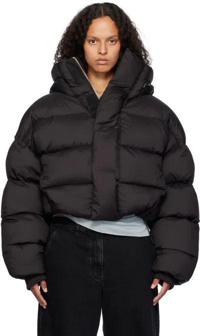 Entire Studios Black Mml Hooded Down Puffer Jacket In Pupil