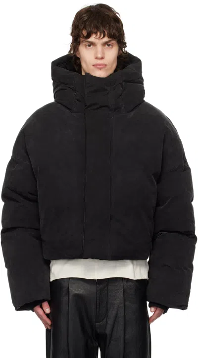 Entire Studios Black Mml Hooded Puffer Down Jacket In Iron
