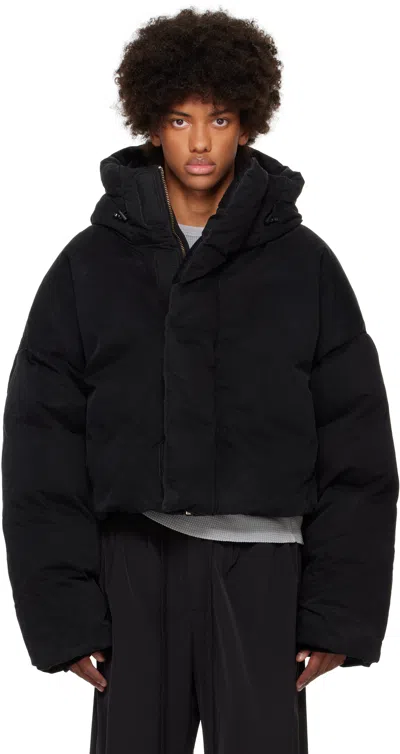 Entire Studios Black Mml Hooded Puffer Down Jacket In Iron