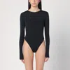 Entire Studios Crew Neck Long Sleeves Nylon Blend Bodysuit In Black