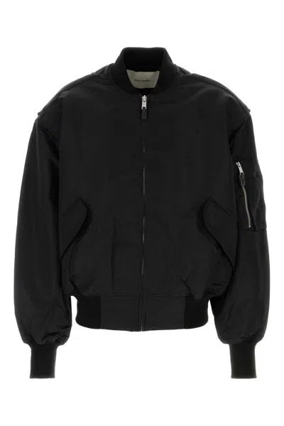 Entire Studios Black Nylon Broad Bomber Jacket In Oil