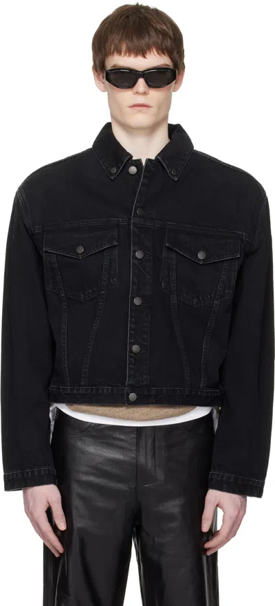 Entire Studios Black Shrunken Denim Jacket In Blue
