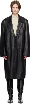 Entire Studios Black Single Breasted Leather Coat In Black