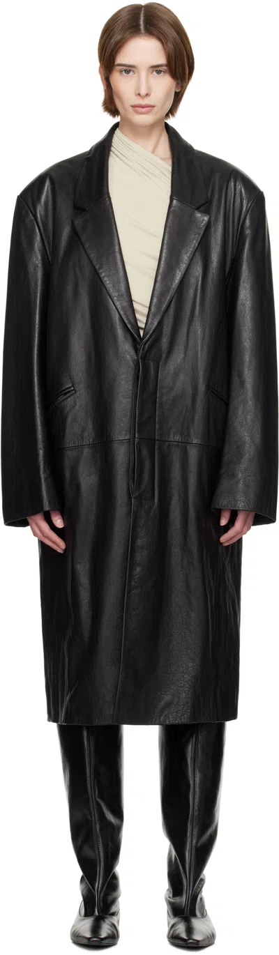 Entire Studios Black Single Breasted Leather Coat