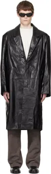 Entire Studios Single Breasted Leather Coat In Black
