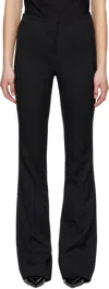 Entire Studios Black Slim Flare Wool Trousers In Blackwool