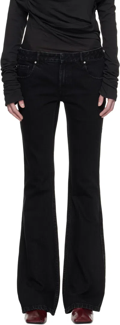 Entire Studios Black Slim-flared Jeans In Magnetite
