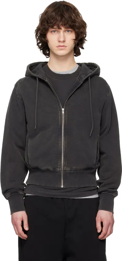 Entire Studios Black Slim Zip Up Hoodie In Gray