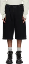 Entire Studios Black Denim Bermuda Shorts In Magnetite