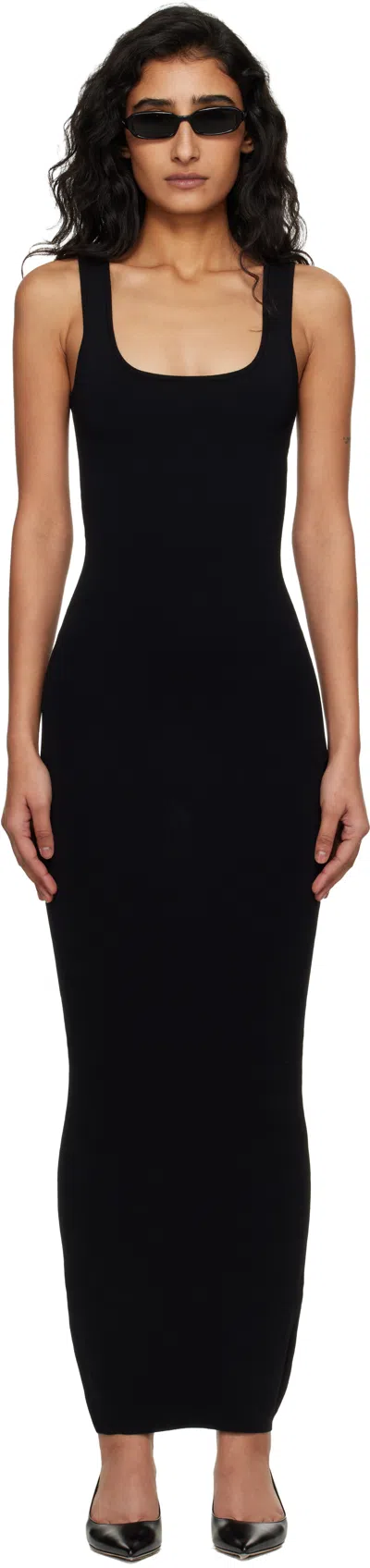 Entire Studios Black Square Neck Midi Dress