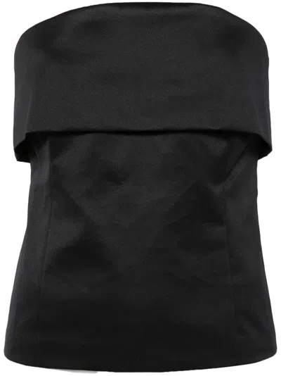 ENTIRE STUDIOS BLACK STRAPLESS TOP - WOMEN'S - POLYESTER/COTTON/SPANDEX/ELASTANE