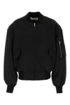 Entire Studios Black Stretch Polyester Blend Bomber Jacket In Black