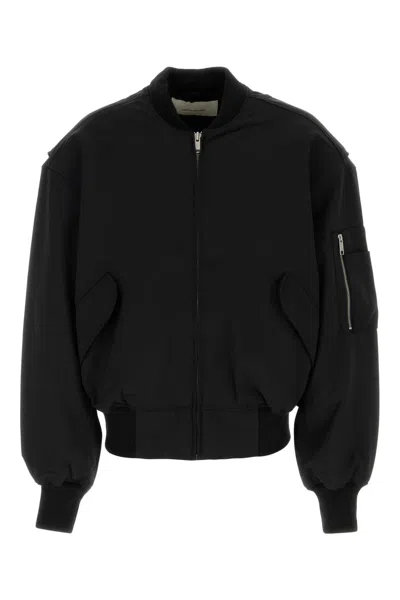 Entire Studios Black Stretch Polyester Blend Bomber Jacket