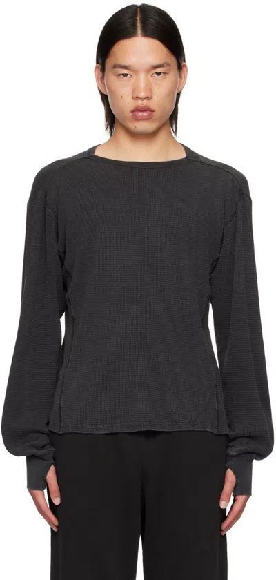 Entire Studios Black Thermal Long Sleeve T-shirt In Washed Black