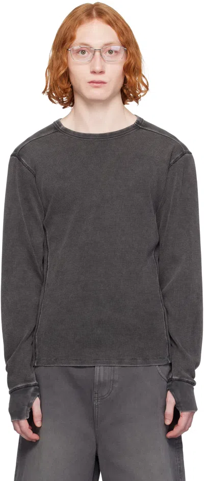 Entire Studios Black Thermal Long Sleeve T-shirt In Washedblack