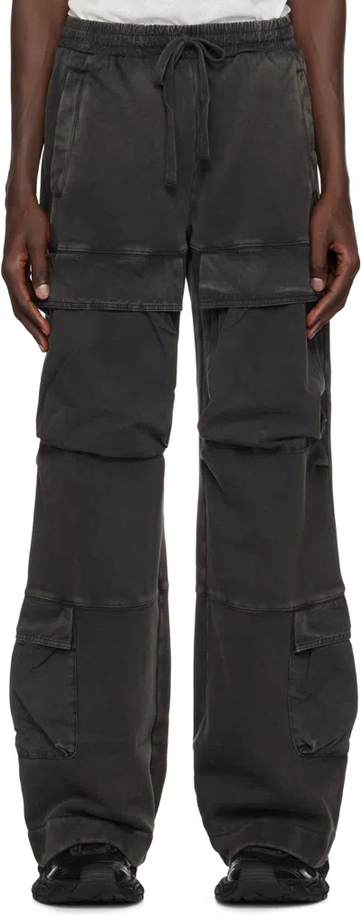 Entire Studios Black Utility Cargo Pants In Washedblack