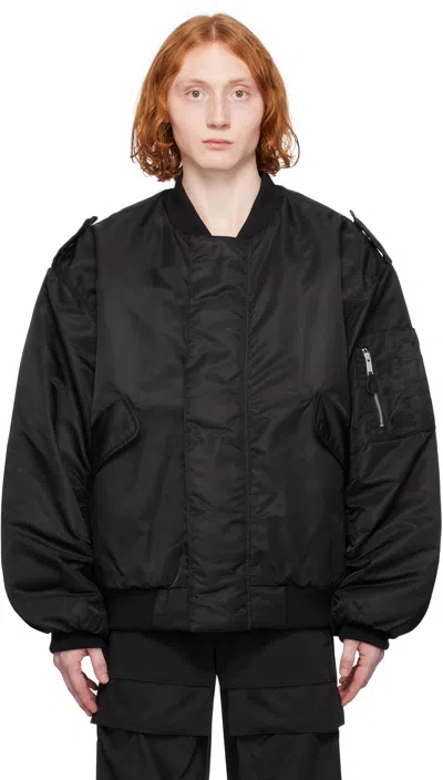 Entire Studios Black V-22 Bomber Jacket In Oil