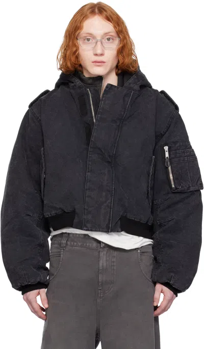 Entire Studios Black W2 Bomber Jacket In Iron