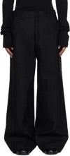Entire Studios Black Wideleg Trousers In Blackwool