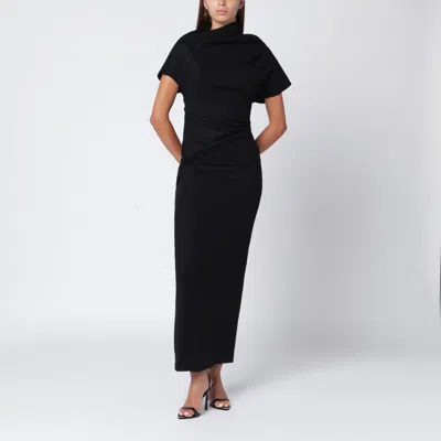 Entire Studios Draped Knot-detail Maxi Dress In Black