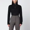 Entire Studios Wool Zip Collar Long Sleeve Top In Black