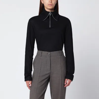 ENTIRE STUDIOS BLACK WOOL ZIP-COLLAR TOP
