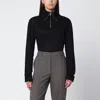 Entire Studios Wool Zip Collar Long Sleeve Top In Black