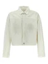 Entire Studios Collared Neck Denim Jacket Side Pockets In Neutral