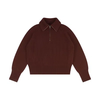 Pre-owned Entire Studios Blimp Quarter Zip 'bean' | Brown | Men's Size M/l
