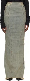 Entire Studios Blue Channel Denim Maxi Skirt In Surface Wave