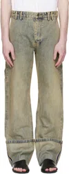 Entire Studios Blue Cuff Jeans In Multi