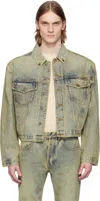 Entire Studios Distressed Denim Jacket In Surfacewave