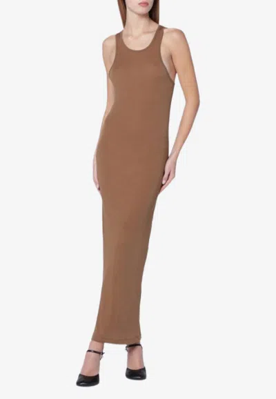 Entire Studios Bodycon Sleeveless Midi Dress In Brown