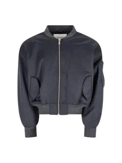 Entire Studios Bomber Jacket With Ribbed Collar In Burgundy