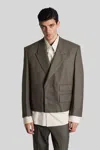 Entire Studios Book Blazer Blazer In Green Wool In Gray
