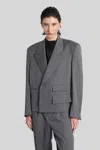Entire Studios Book Blazer In Grey Wool In Gray