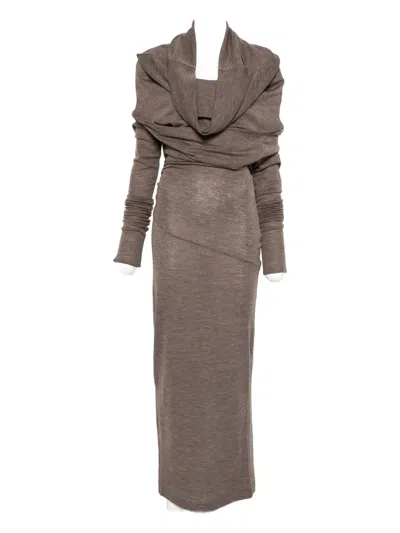 Entire Studios Bound Draped Midi Dress In Brown